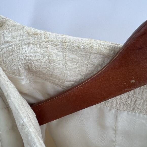 Vintage Custom OOAK Cream Quilted Patchwork Blazer Jacket Womens XL - Picture 8 of 9